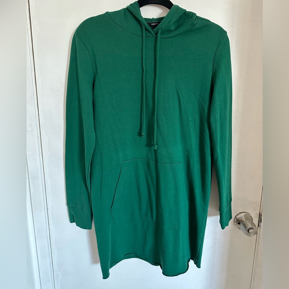 LONG GREEN HOODIE SWEATSHIRT
